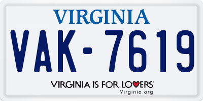 VA license plate VAK7619