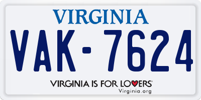 VA license plate VAK7624