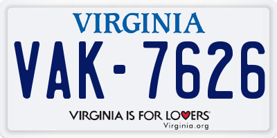 VA license plate VAK7626