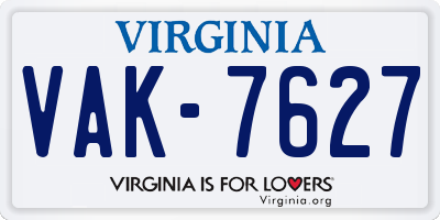 VA license plate VAK7627