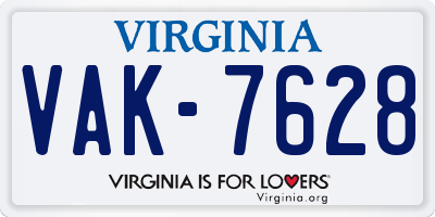 VA license plate VAK7628