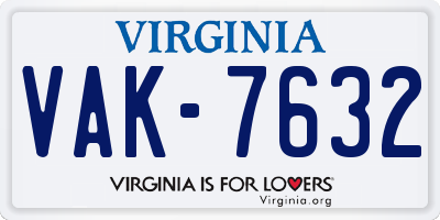VA license plate VAK7632