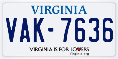 VA license plate VAK7636