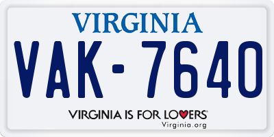 VA license plate VAK7640