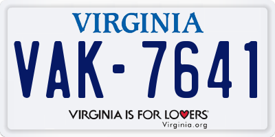 VA license plate VAK7641