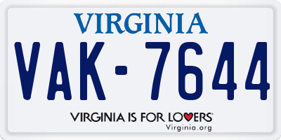 VA license plate VAK7644