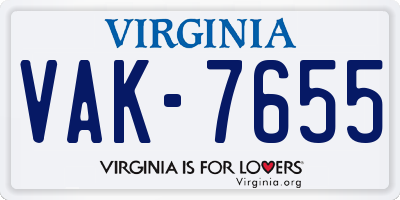 VA license plate VAK7655