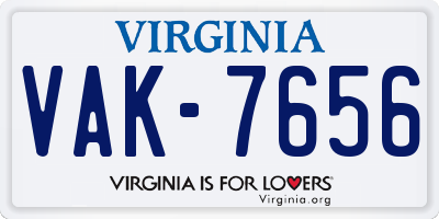 VA license plate VAK7656