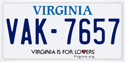VA license plate VAK7657