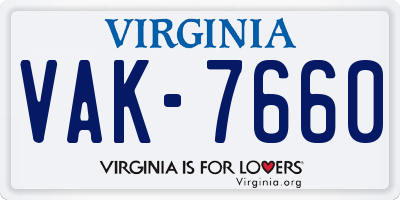 VA license plate VAK7660