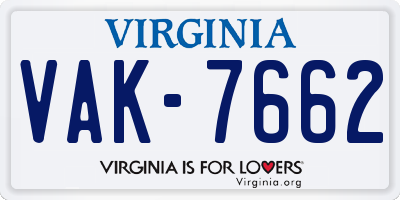 VA license plate VAK7662