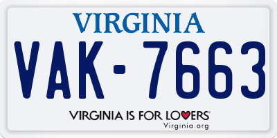 VA license plate VAK7663