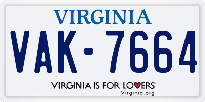 VA license plate VAK7664