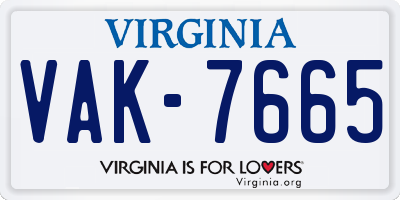 VA license plate VAK7665