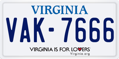VA license plate VAK7666