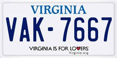 VA license plate VAK7667