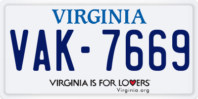VA license plate VAK7669