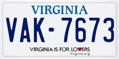 VA license plate VAK7673
