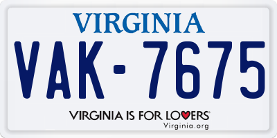 VA license plate VAK7675