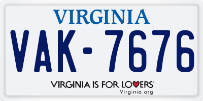 VA license plate VAK7676
