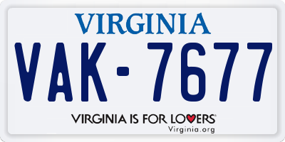 VA license plate VAK7677