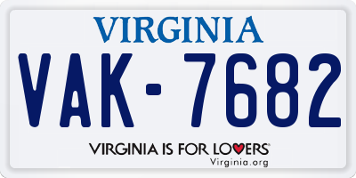 VA license plate VAK7682