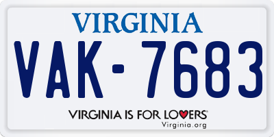 VA license plate VAK7683