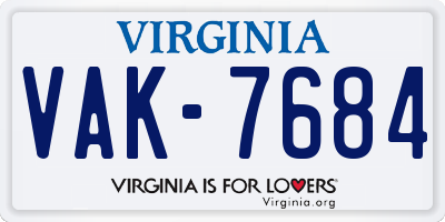 VA license plate VAK7684