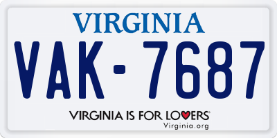 VA license plate VAK7687