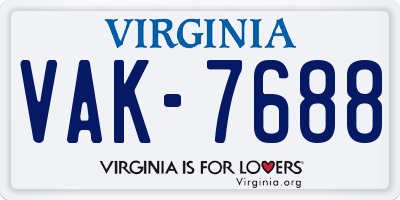 VA license plate VAK7688