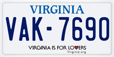 VA license plate VAK7690