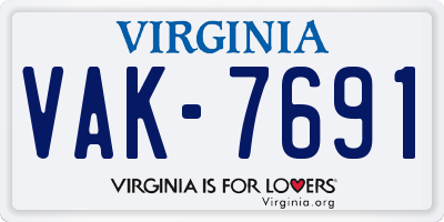 VA license plate VAK7691