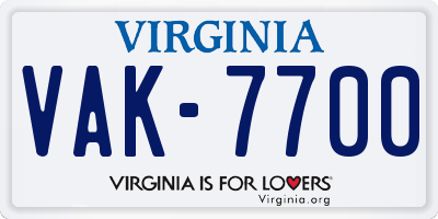 VA license plate VAK7700