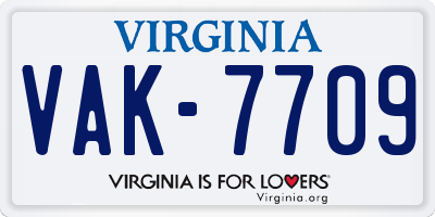 VA license plate VAK7709