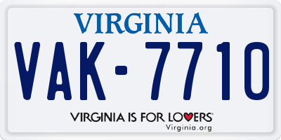 VA license plate VAK7710