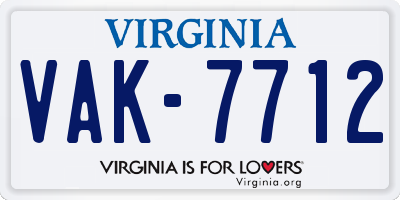 VA license plate VAK7712