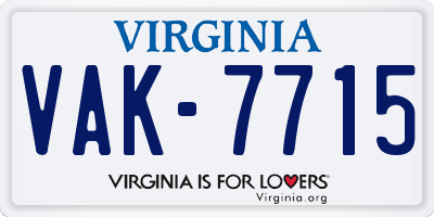 VA license plate VAK7715
