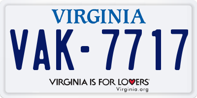 VA license plate VAK7717