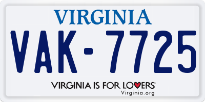 VA license plate VAK7725