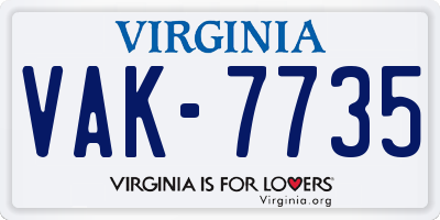 VA license plate VAK7735