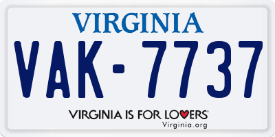VA license plate VAK7737