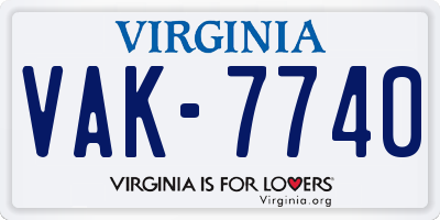 VA license plate VAK7740