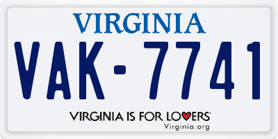 VA license plate VAK7741