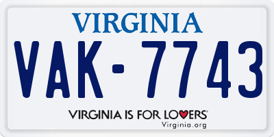 VA license plate VAK7743