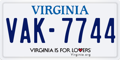 VA license plate VAK7744