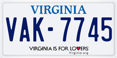 VA license plate VAK7745