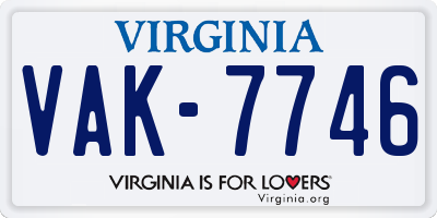 VA license plate VAK7746