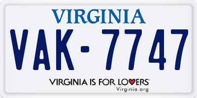 VA license plate VAK7747