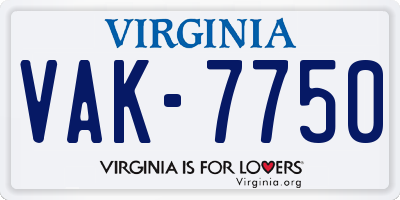VA license plate VAK7750