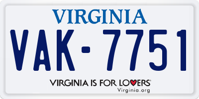 VA license plate VAK7751